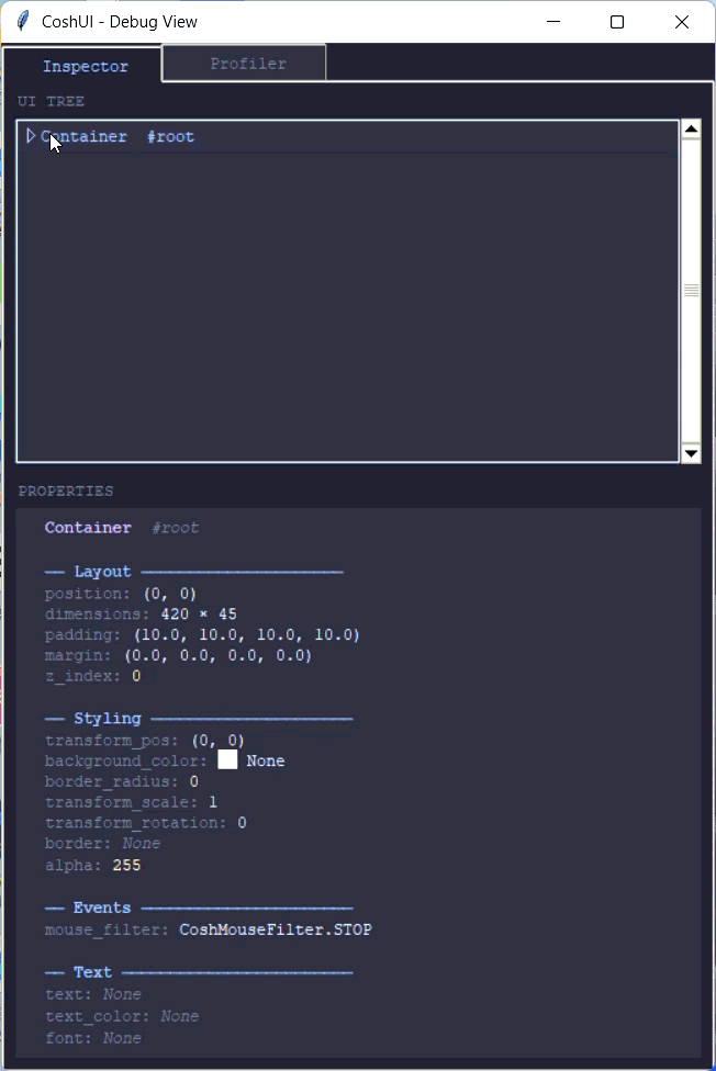 image of CoshUI debugger